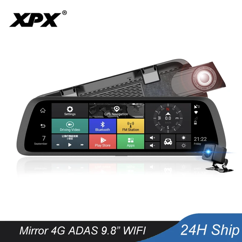 

XPX ZX969 Car dvr Dash cam Rearview mirror Android ADAS 4G Rear view camera 9.8 inch IPS screen 1080P WiFi GPS Car camera