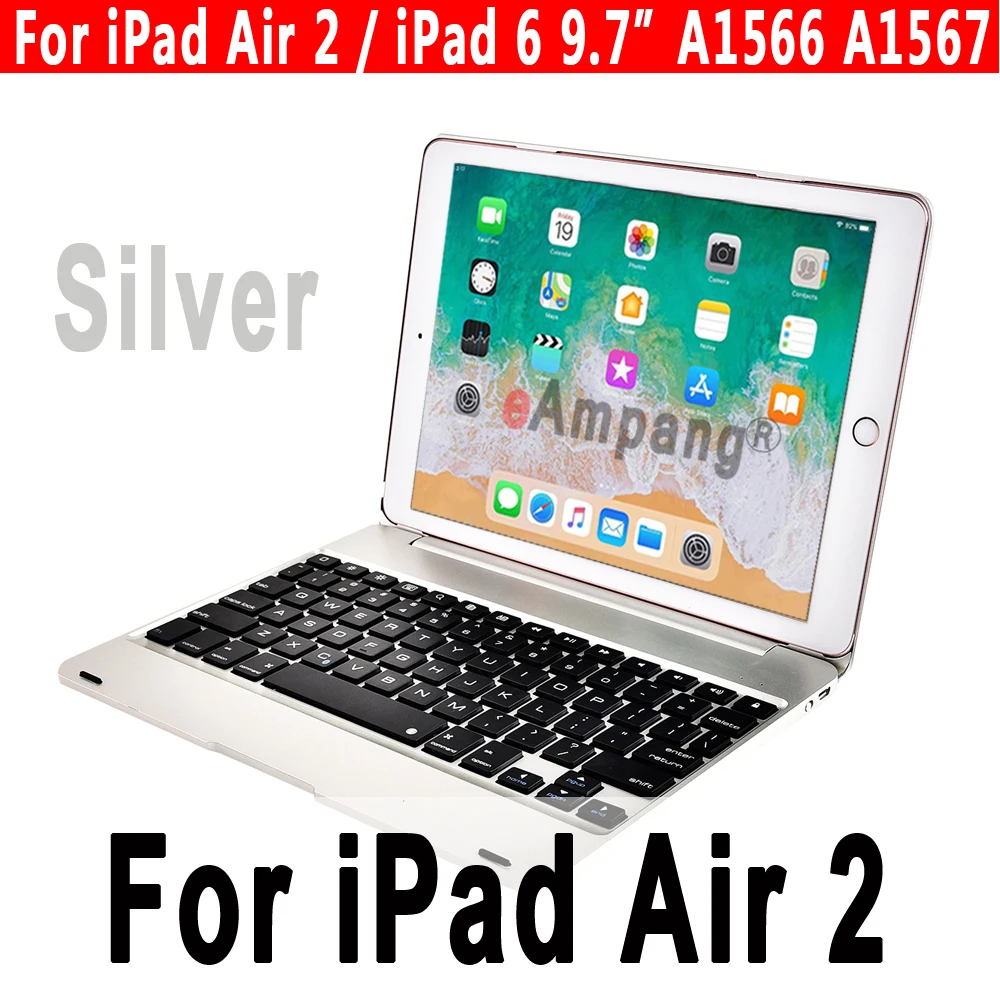 Smart Keyboard чехол для Apple iPad 9,7 5th 6th поколение воздушных 1 2 Air1 Air2 Pro 9,7 A1893 A1954 A1822 A1823+ Защитная пленка+ ручка - Цвет: Silver for Air 2