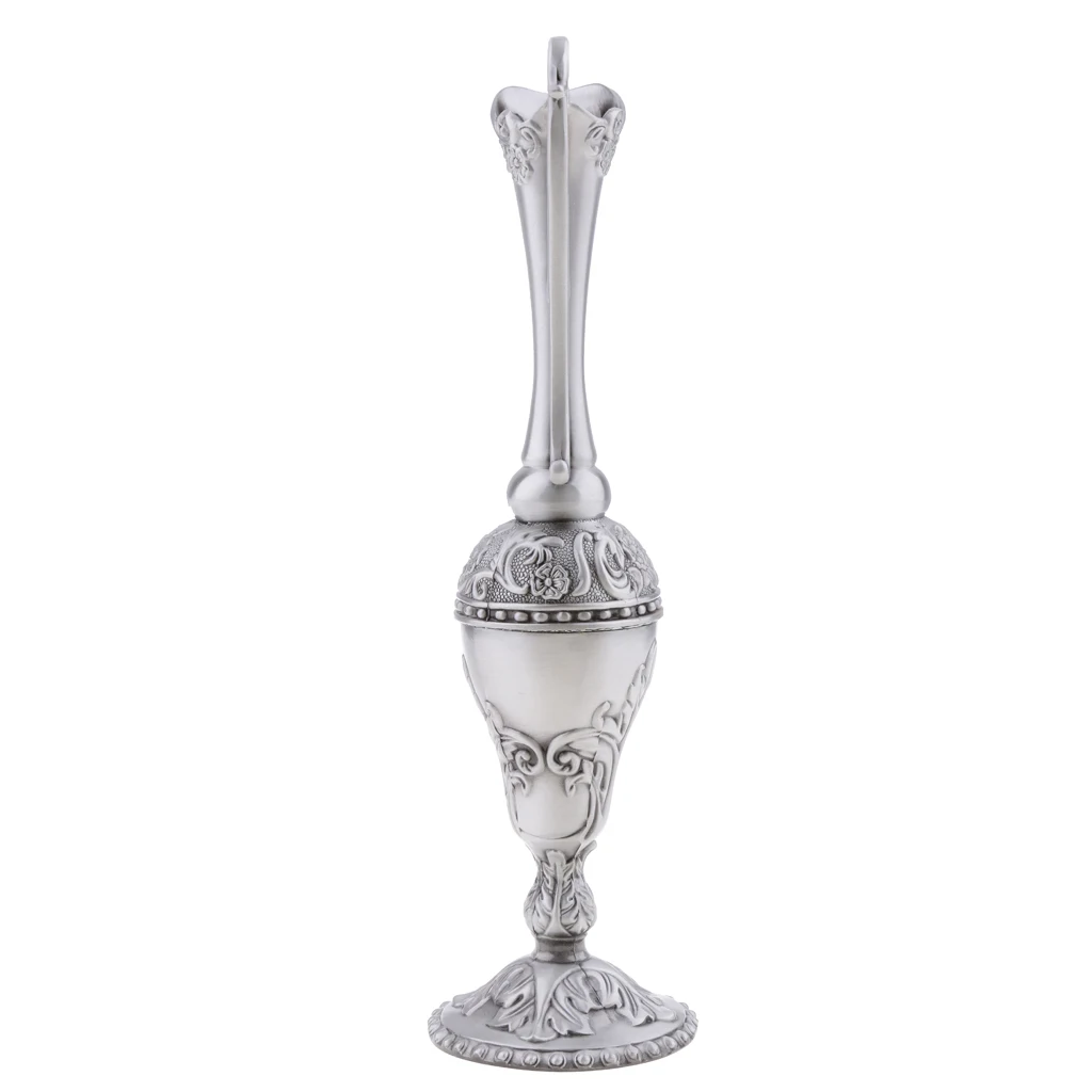 Vintage Shabby Chic Flower Vase Bottle Jug Pewter Plated Wedding Home Decor