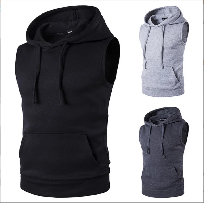 2021 new solid color hooded pocket European code fashion casual vest
