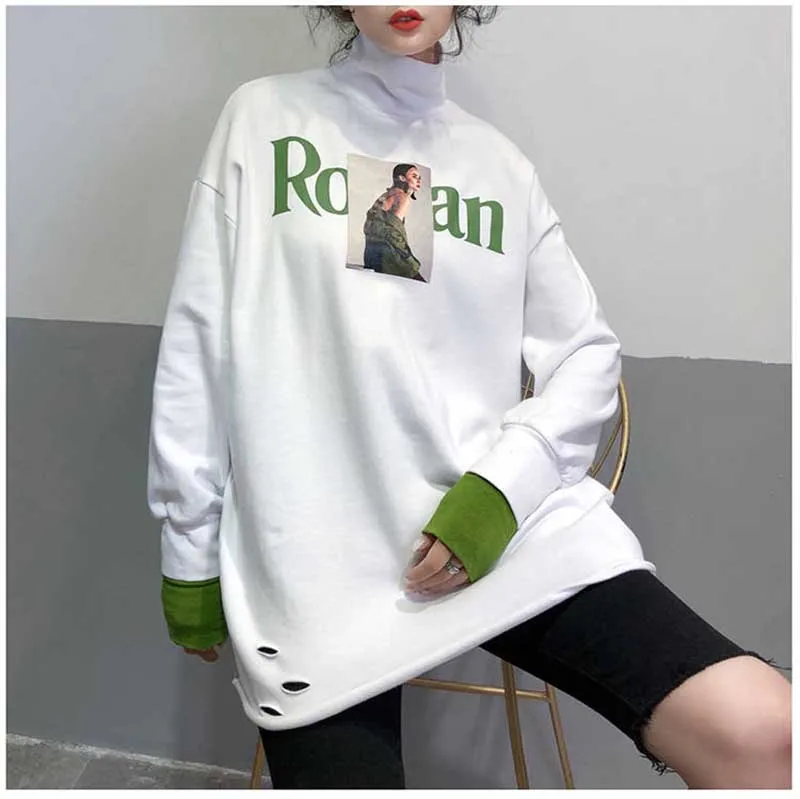 NiceMix moda feminina, весна-осень, новые Мультяшные лоскутные Футболки с длинным рукавом, женская одежда, vetement femme, женские топы, повседневные