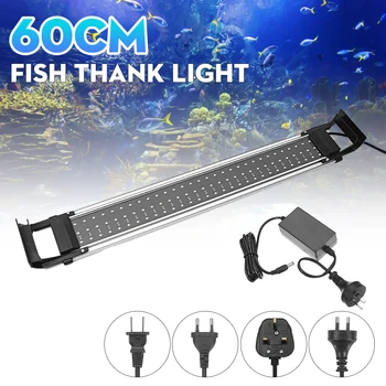 

60CM Waterproof LED Aquarium Lights Fish Tank Light Bar Blue/White Submersible Underwater Clip Lamp Aquatic Decor AC100-240V