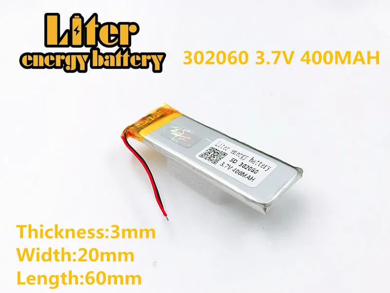 Полимерный аккумулятор 400 mah 3,7 V 302060 352060 302055 умный дом литий-ионный аккумулятор для dvr gps mp3 mp4 SONY md 10 батарея