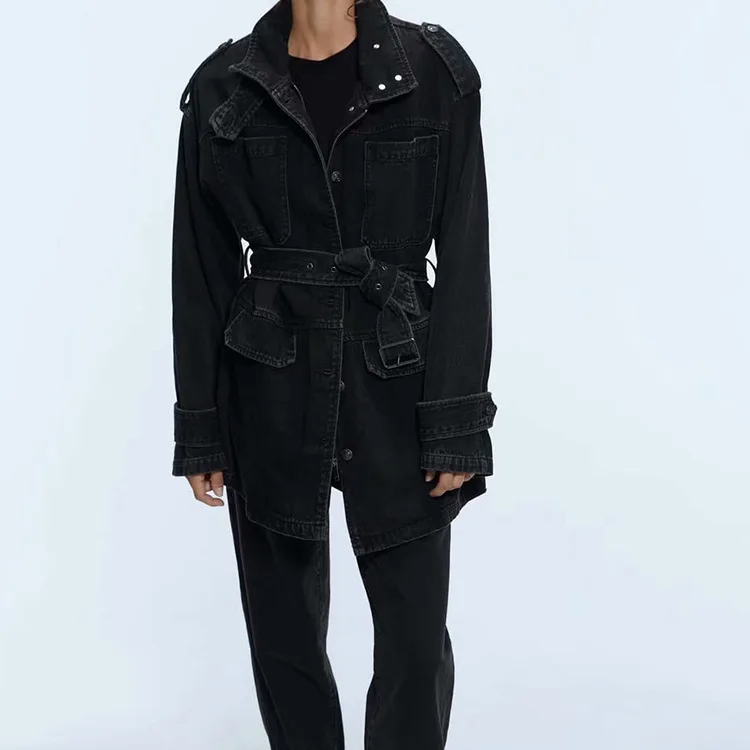 

Overplus of Goods Exported to Europe And US Women's 2019 Autumn And Winter New Style Fold-down Collar Long Sleeve Jacket England