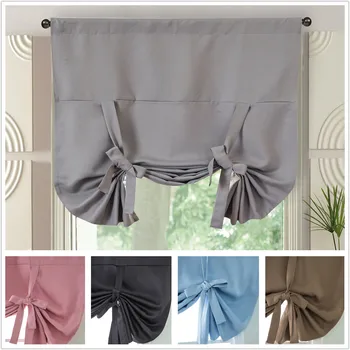 

Roman Curtains for Kitchen Window Doors Polyester Fabric Rod Style Blinds with Strapes Living Room Bedroom Shades Home Decor