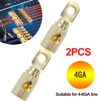

Golden Heavy Duty 4 Gauge Screw Wire Coupler Butt Ring Terminal Connectors 2Pcs