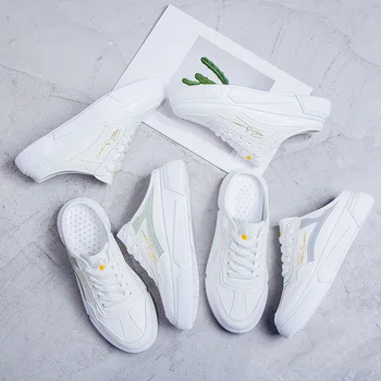 

CINESSD PU Heels Women Slippers Outside Chaussures Slides Shoes Woman New 2020 Summer Slippers For Women Platform Slipper Female