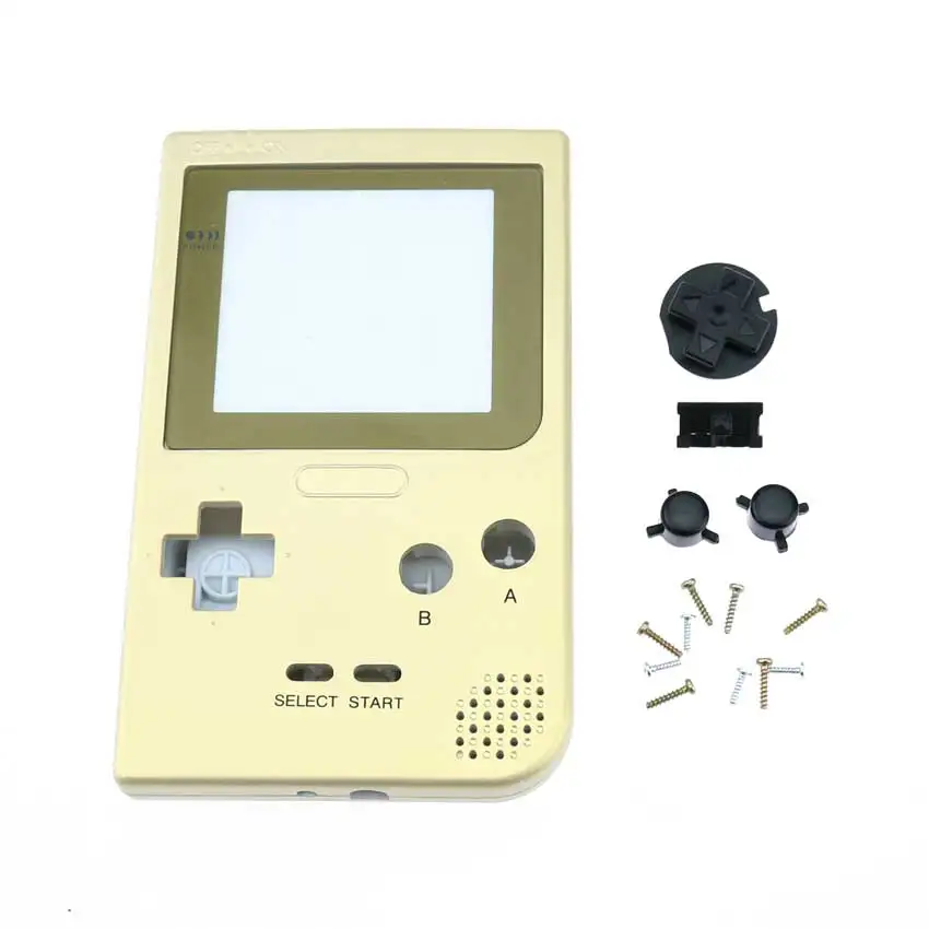 YuXi для карманной игровой консоли Gameboy корпус Корпус Замена для GBP прозрачный пластиковый чехол с кнопками и винтами - Цвет: gold