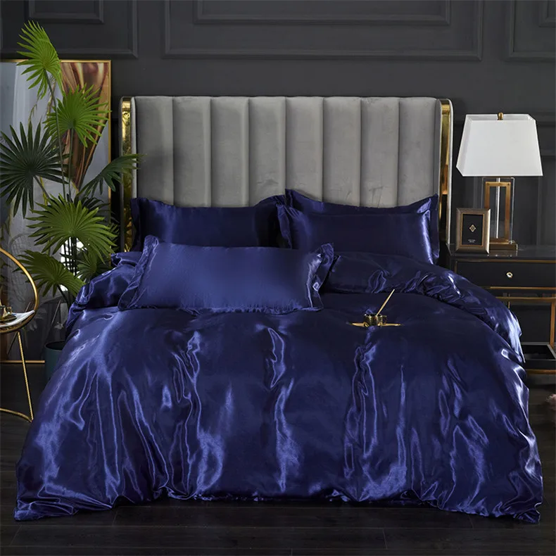 conjunto de cama de cetim de luxo conjunto com capa de queen king sem