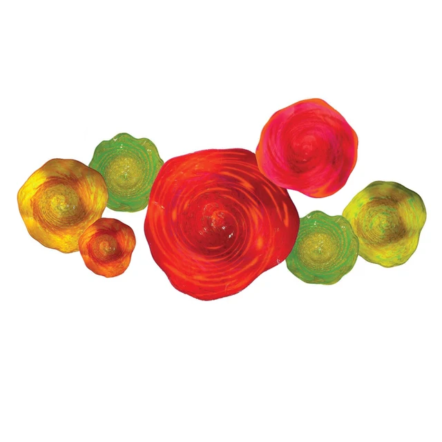 $US $199.00 Glass Decor Wall Murano Glass Paltes Blown Glass Abstract Wall Art Lights Diameter 6 to 16 Inches Orange Yellow Green Color