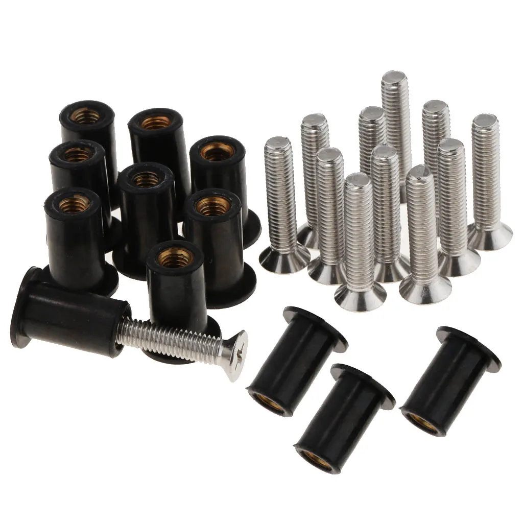 12 X  M5 M6 Metric Rubber Well Nuts Kit SS Screws Windscreen Fastener 