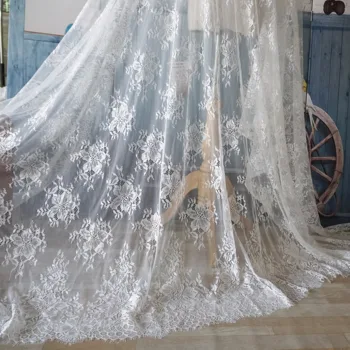 

Off white, black women gowns lace, wedding dress lace Big flowers lace fabric 2019 new items eyelash french lace 3 meters/piece!