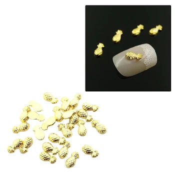 

100 Nail Art DIY Jewelry Accessories Pineapple Gold-Plated Nail Patch Charms Nail Art Crafts DIY 3D Decoration