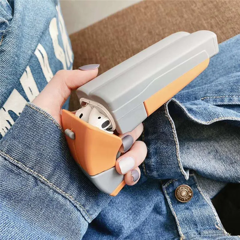 Мягкий силиконовый чехол для наушников Airpods 1 2 3D в форме пистолета | Электроника