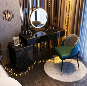 

Nordic Light luxury dressing table modern simple bedroom storage integrated cabinet net red INS with light dressing table