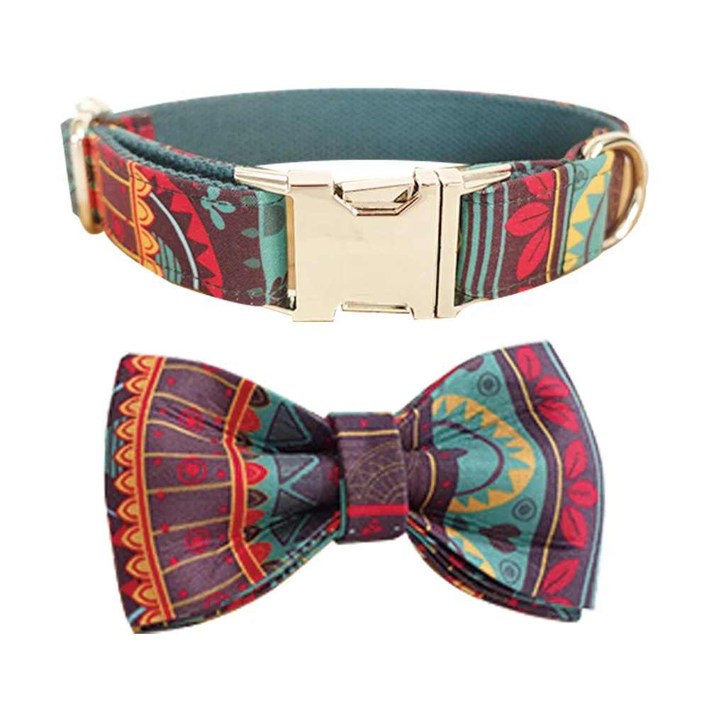 

MAYA Style Dog Collar and Leash Set With Bow Tie Ethnic Butterfly Knot Set 5 Sizes Pet Supplies For Dogs and Cats