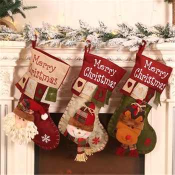 

Christmas Stockings Ornament Noel Christmas Decorations for Home Candy Dragee Gift Bag Christmas Stocking New Year 2021 Present