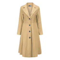 Новая женская тонкая приталенная куртка на пуговицах, осеннее и зимнее повседневное шерстяное пальто с высокой холодной стойкой