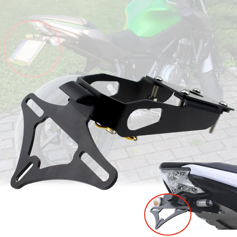 Светодиодный Кронштейн номерного знака для Kawasaki Z650 Ninja 650- мотоциклетный номерной знак рамка хвост CMC алюминиевый осушитель