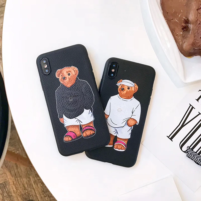 Роскошный милый чехол с текстурой кожи медведя для отдыха для iPhone 11 pro X XR XS MAX 6 S 8 7 Plus, мягкий силиконовый чехол из ТПУ для улицы США