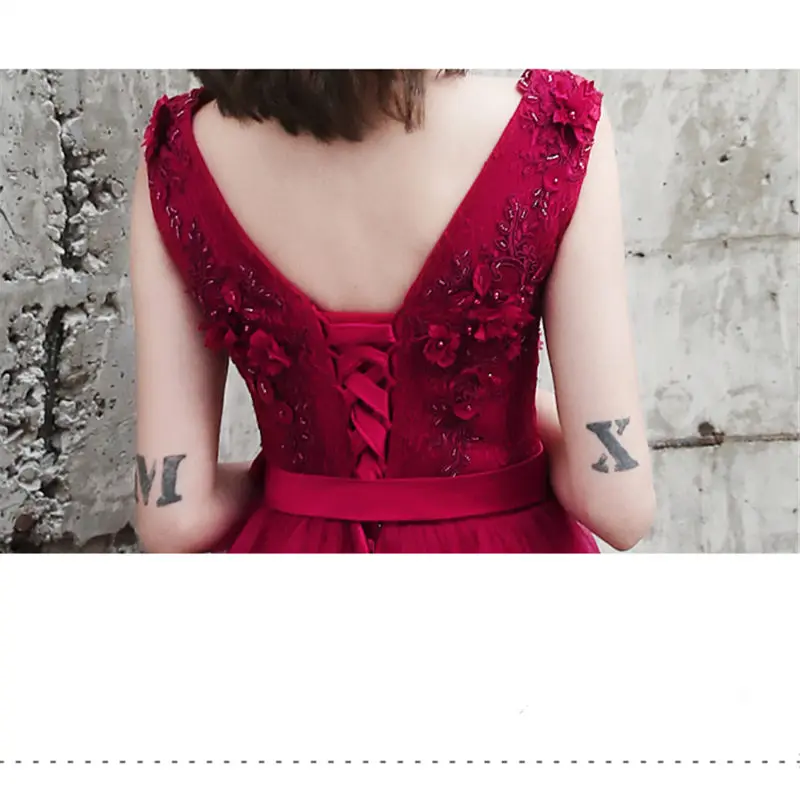 It's YiiYa Cocktail Dress Sexy V-Neck Backless Plus Size Woman Party Dresses Sleeveless Tea-Length Robe Cocktail Gowns E832