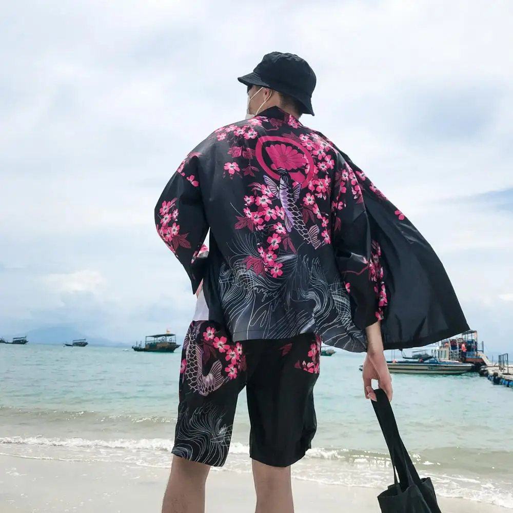 

Traditional Japanese Kimonos Haori Men Japanese Kimono Cardigan Samurai Costume Clothing Kimono Jacket Mens Kimono Shirt SL1343