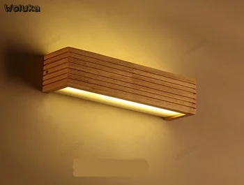 

Nordic solid wood hanging lamp wall lamp rectangular log simple mirror bedroom lamp bedside lamp CD50 w07