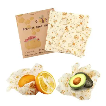 

3 PCS Beeswax Food Wraps Sets Small Medium and Large Food Covers Reusable Eco-Friendly Washable Food Wraps Zero Waste