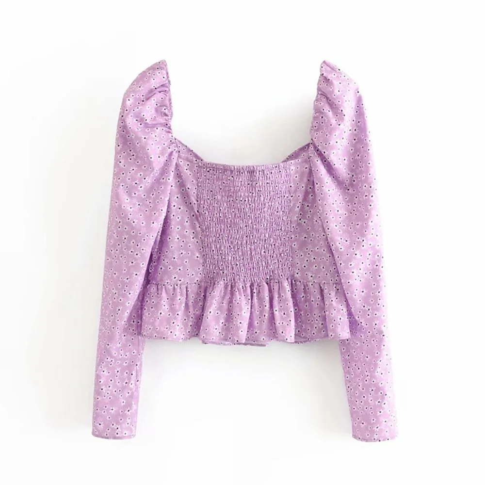 Женская рубашка с V образным вырезом и длинным рукавом плиссированная