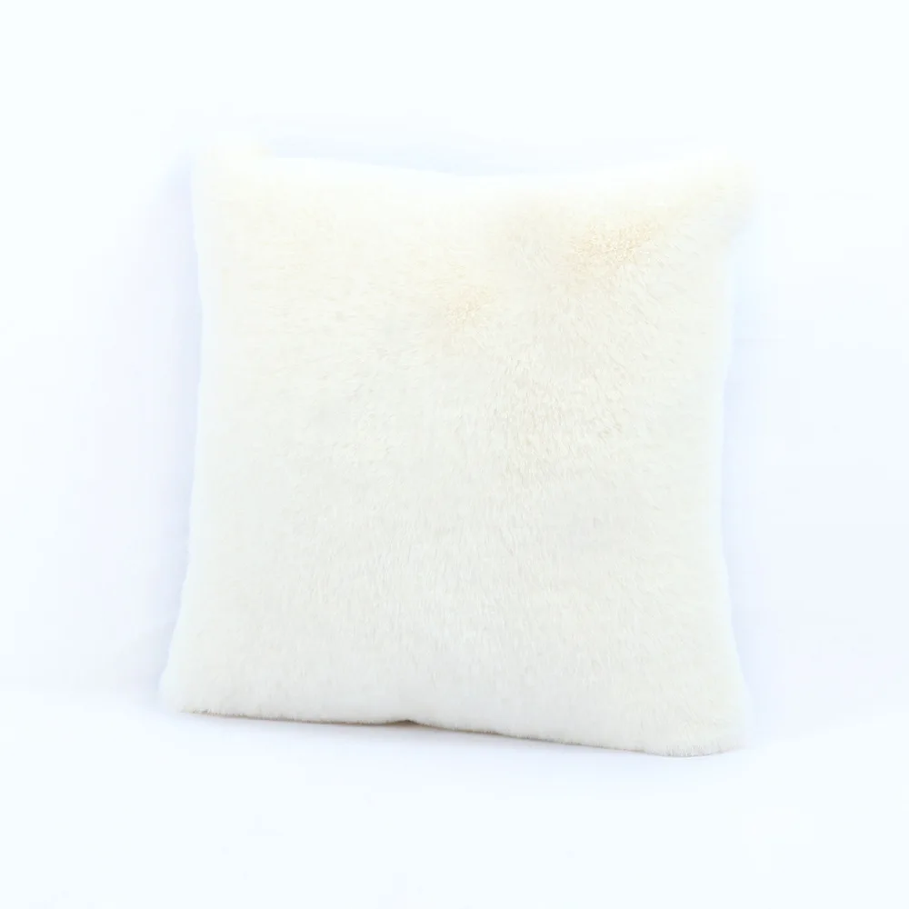 beige Современная однотонная Красная белая фиолетовая короткая плюшевая подушка, украшение дома, мягкая подушка для дивана, подушка для талии, моющаяся - Цвет: beige