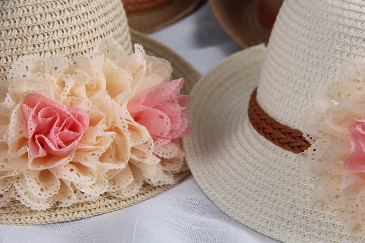 Летние детские соломенные шляпы «Fedora», шляпа, Детский козырек, Пляжная Солнцезащитная шляпа для маленьких девочек, широкие свисающие поля, Панама для девочек