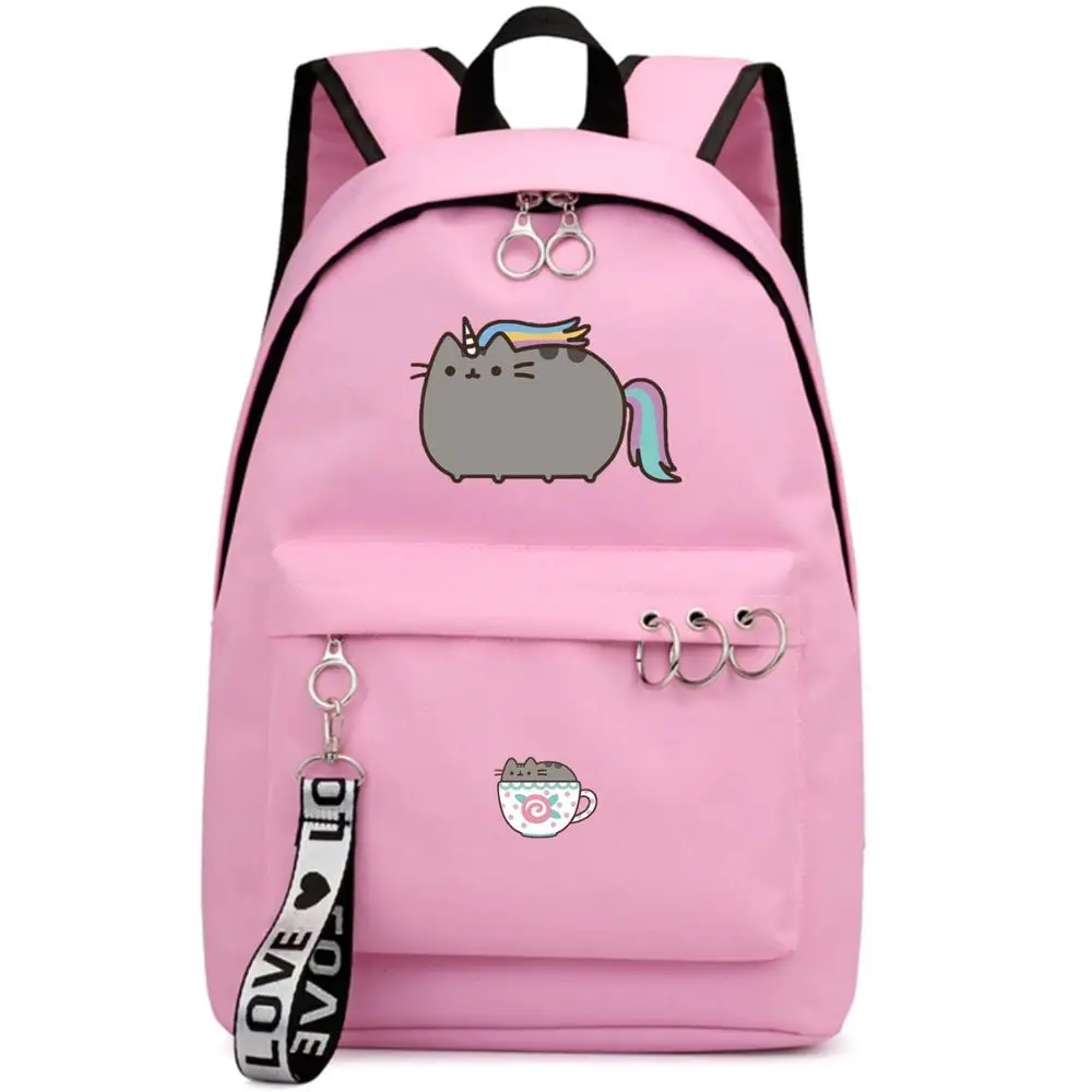 Мультфильм Единорог кошка розовый рюкзак школьные сумки Mochila дорожные сумки ноутбук кольцо с изображением ленты рюкзак в форме круга розовый черный - Цвет: Style 5