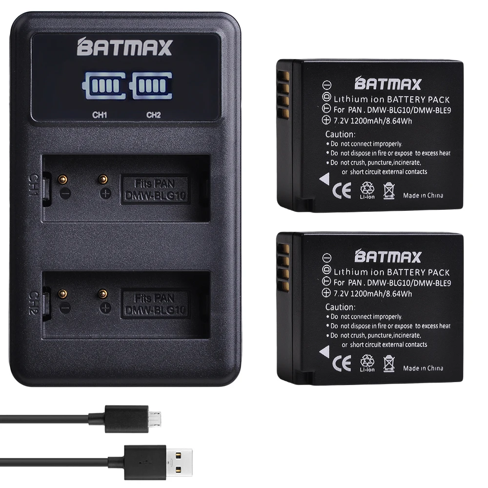Аккумулятор для камеры DMW-BLG10 DMW BLG10e DMW-BLE9 BLE9 BLE9E 2 шт. светодиодное зарядное