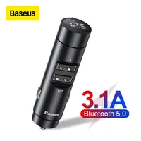 Baseus-modulador FM para coche con Bluetooth 5.0, Kit de transmisor, con cargador USB dual 3.1A, con reproductor de MP3 y audio