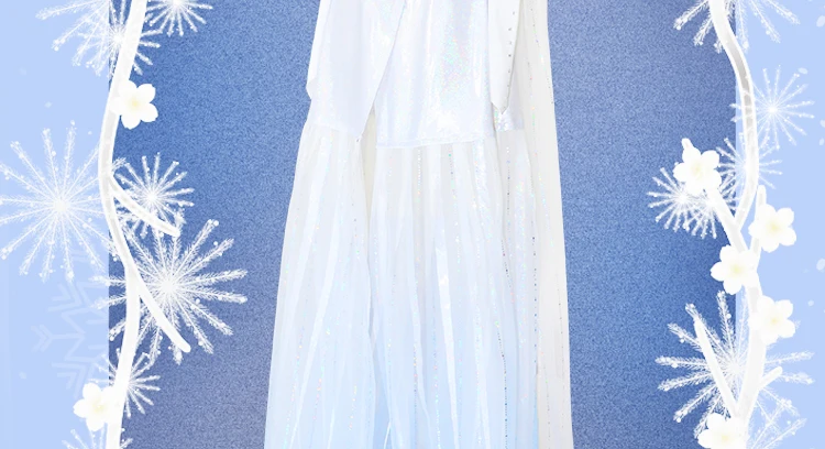 Платье из фильма «Анна и Эльза 2»; костюмы на заказ; маскарадный костюм принцессы Эльзы; платье Эльзы; белое платье для рождественской вечеринки