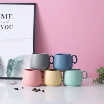 

Nordic Style Matte Macaron Coffee Cup Color Glazed Ceramic Cup Breakfast Milk Cup Creative Simple Couple Birthday Gift Mugs