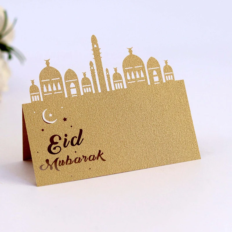 10/20/30pcs Eid Mubarak Postcards Ramadan Party Seat Card Place Cards Happy Eid Muslim Party Ramadan Kareem Table Decorations