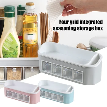 

Waterproof Shelf Kitchen Storage Desktop 4 Grids Modern 2 Layers Chopsticks Spoons Spice Jar Multifunctional Seasoning Rack