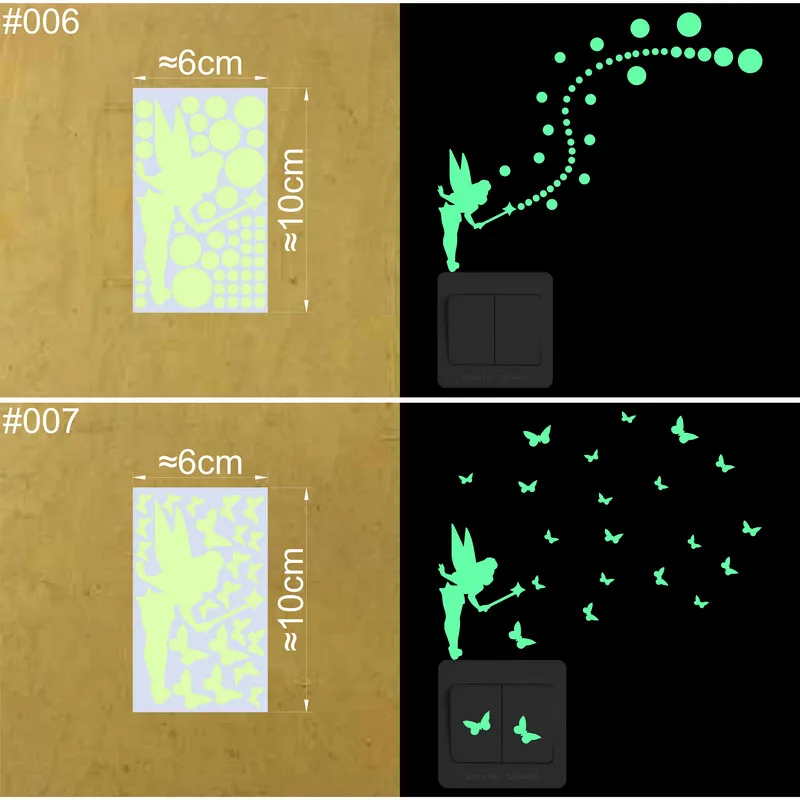 Description Picture 5 of itemKids Wall Sticker Fairy Luminous Stickers Baby Room Children Bedroom Home Decor Stickers Kitchen Bathroom Glow Switch Decoration