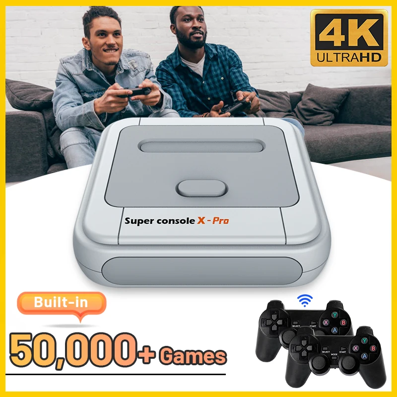 4K konsola do gier TV wideo Super konsoli X Pro wbudowana 50000 gra Retro dla PSP/PS1/DC/N64 podwójny System odtwarzacz do gier z 2 Gamepad 1 4K konsola do gier TV wideo Super konsoli X Pro wbudowana 50000 gra Retro dla PSP/PS1/DC/N64 podwójny System odtwarzacz do gier z 2 Gamepad 1
