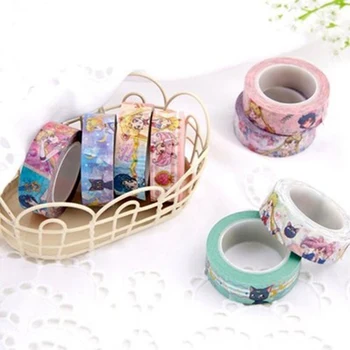 

1.5 Cm Cartoon Sailor Moon Girl Cat Washi Paper Tape Adhesive Tape Diy Scrapbooking Sticker Label Masking Tape