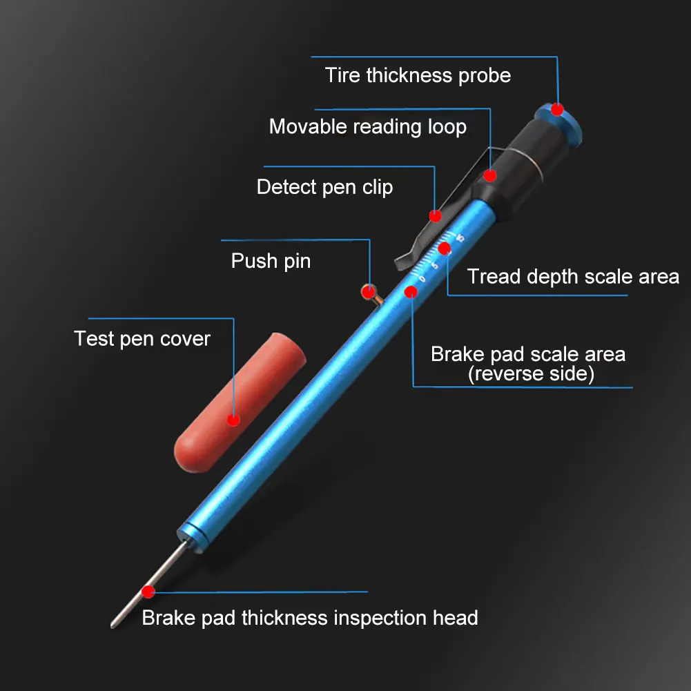 Новые прочные автомобильные тормозные колодки толщина протектора глубина шкала Измерительный Датчик Тестер обнаружения ручка
