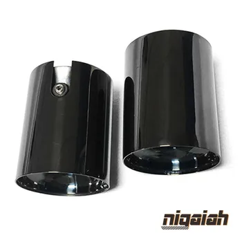 

2pcs IN58mm Brand New high quality Car 304 Stainless Black Titanum Exhaust End Tips chrome Black Muffler tips for B/M/W