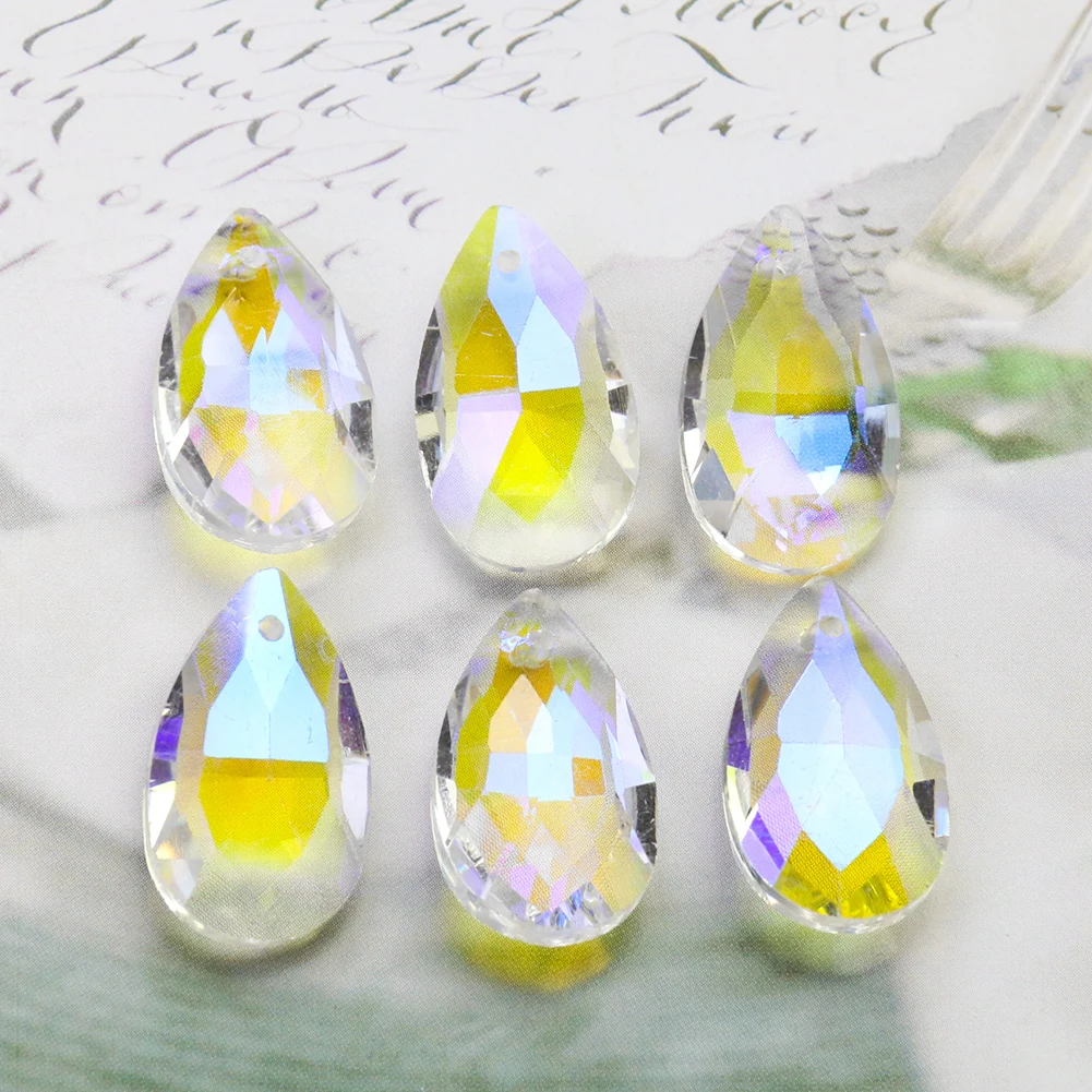 10Pc Yellow Chandelier Glass Crystal Lamp Prism Hanging Drop DIY Pendant 38mm 
