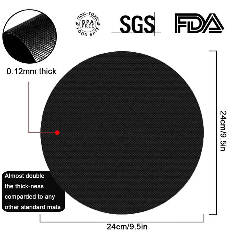 TEENRA, 2 шт., антипригарный тефлоновый коврик для барбекю, круглый коврик для выпечки, жаростойкий коврик для сковороды, коврик для барбекю, кухонный коврик для барбекю, коврики для выпечки