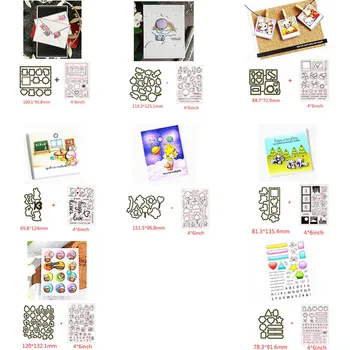 

Cute Little Animals "Kisses Love" Metal Cutting Dies&Cordinating Stamps For Scrapbooking Craft Die Cut Card Making Embossing