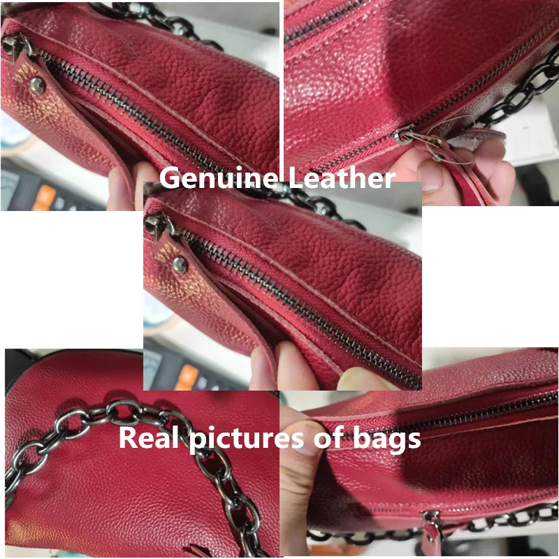 Hot Fashion Genuine Leather women Messenger bag Chain Shoulder Bags Womens bag Luxury Brand High Quality cowhide Ladies Handbag