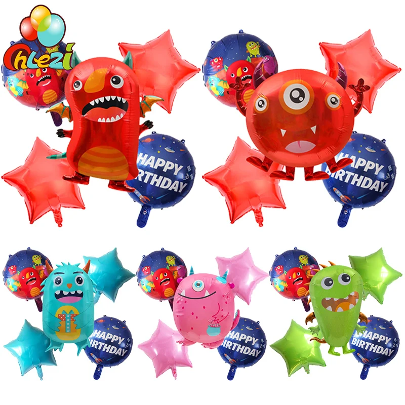 5Pcs Alien Monster Foil Balloons 18 Pollici Monster Helium Ballon Girl Boy Happy Birthday Party Decoration Giocattoli Per Bambini Baby Shower