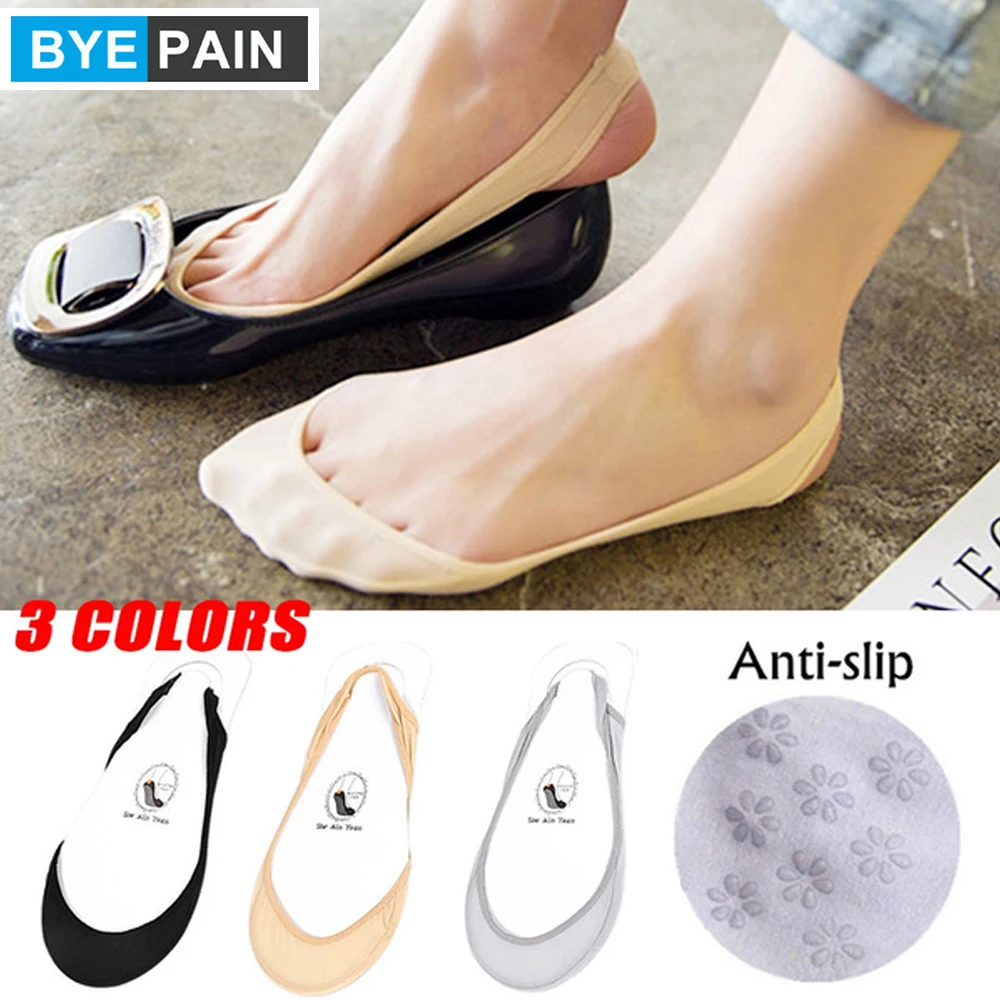 1 Pair Women Ice Silk Half Palm Socks Anti Skid Invisible Liner No Show Pads Low Cut Socks Flats Boat Sneaker Casual Shoes
