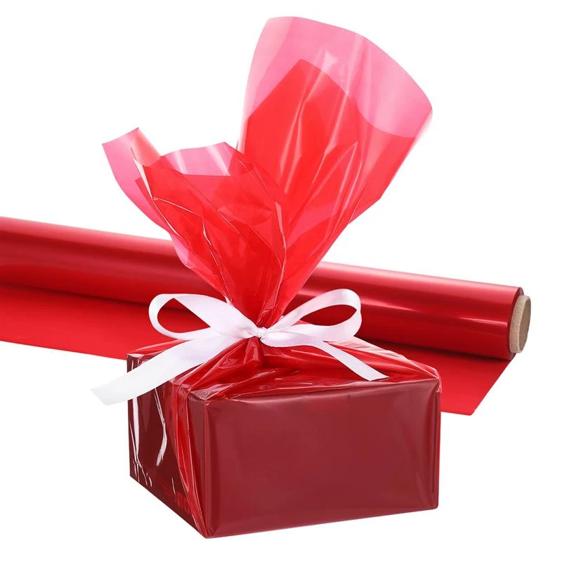 Bolsas de celofán de color rojo brillante, papel de envoltura de celofán para cestas de regalo, golosinas artísticas y artesanales|Papel para artesanías| -